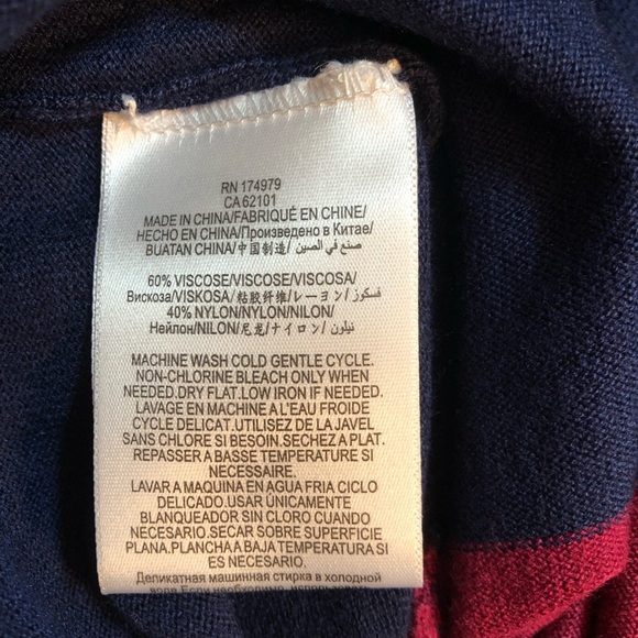 NWT BCBGeneration Navy & Burgundy Striped Fine Gage Knit Dress Sheath Size M - Picture 6 of 6